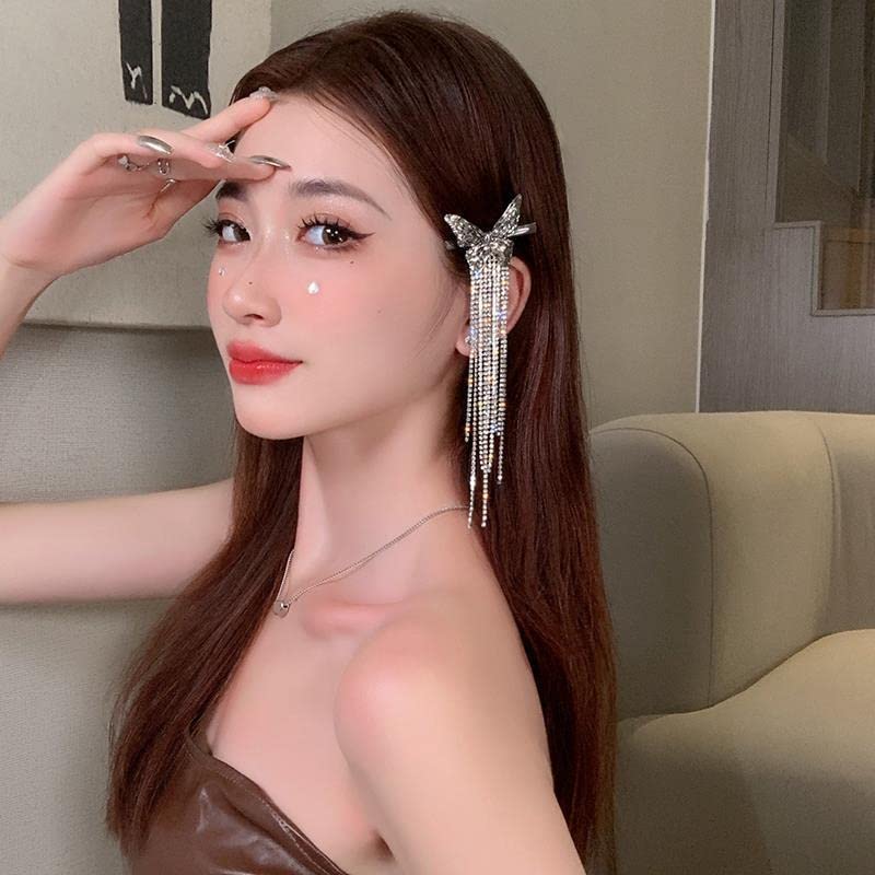 Miniatura 6 de 1 horquilla de mariposa brillante pinzas de pelo trenzadas de piedra de cristal brillante para mujeres o niñas pinzas para el cabello con diamantes