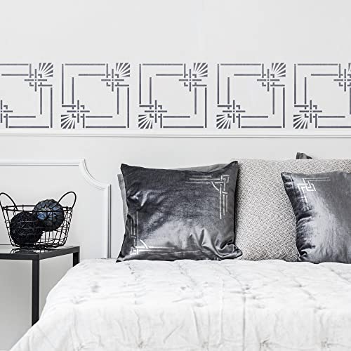 NAKLEO Painting Stencil for Crafts A5 15x21cm, Art Deco Frames Borders Pattern - Image 2
