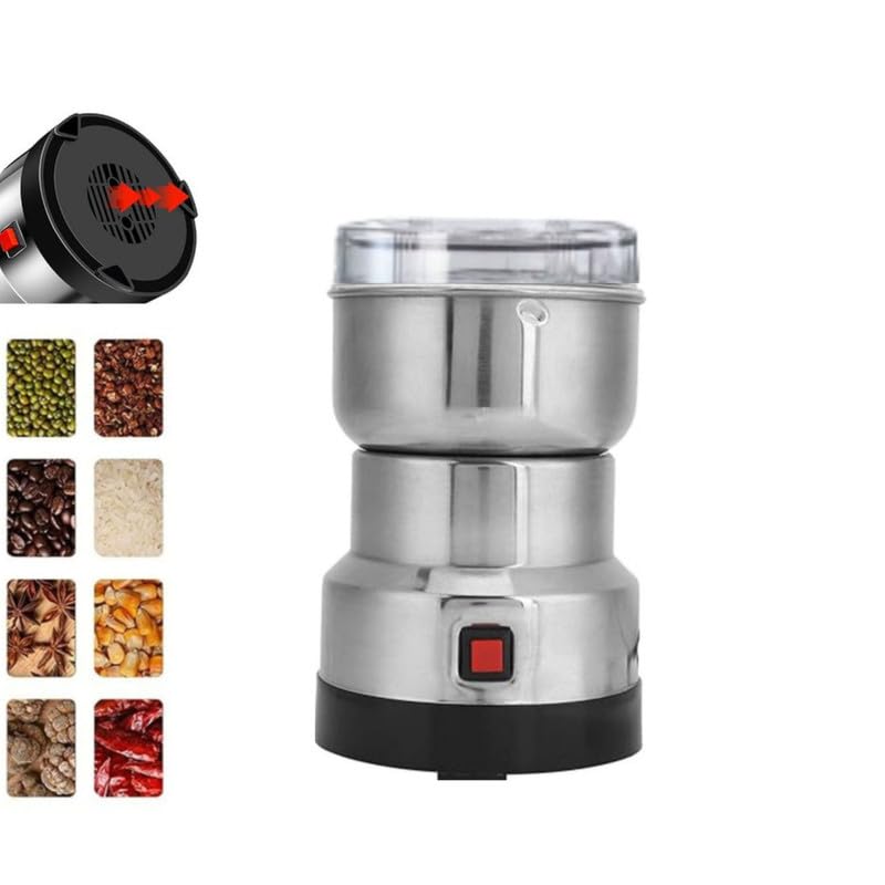 Image of TechKing (𝗦𝗣𝗘𝗖𝗜𝗔𝗟 𝗗𝗘𝗔𝗟 𝗪𝗜𝗧𝗛 𝟭𝟱 𝗬𝗘𝗔𝗥𝗦 𝗪𝗔𝗥𝗥𝗔𝗡𝗧𝗬) Electric Portable Coffee Bean and Spice Grinder Machine for Whole Coffee Beans, Spices, and Nuts