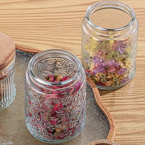 Image of Vintage Glass Jars with Wooden Lids, 6 Pack 24 oz Airtight Glass Food Storage Containers Sets for the Kitchen, Sugar Coffee Candy Spice Cookie Tea Pasta