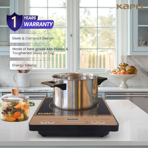 Image of Kapli Infrared Cooktop | 2500 W Radiant Cooktop Touch Panel | PC Body Infrared Cooktop Compatible With All Utensils