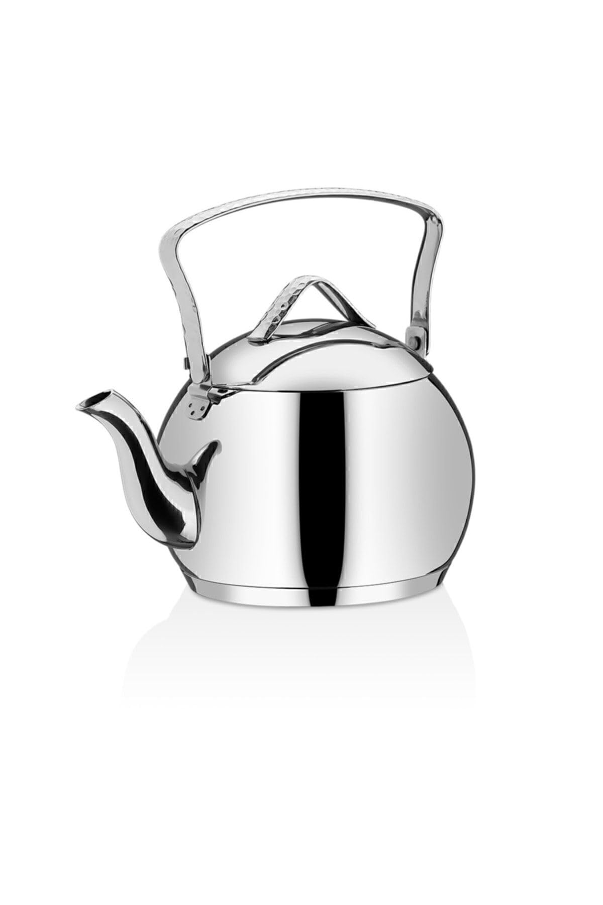 Tombik Capsulated Tea Kettle 2L | Tri-Ply Bottom Stainless Steel Tea Kettle | Silver - KA093
