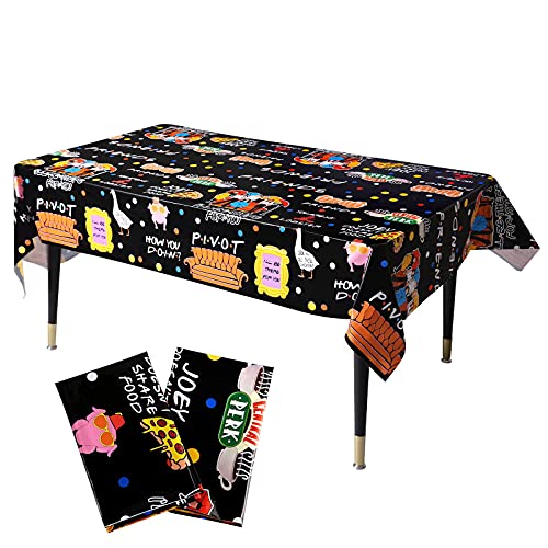 2 Pack Friends Party Tablecloths, Disposable Friends Plastic Table Cover, Friends TV Show Party Supplies, Friends Fan Birthday Party Decorations, 86.6 x 51.2in