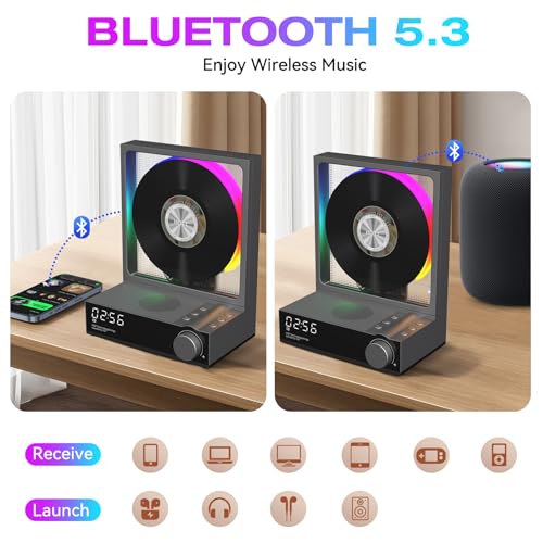 Image of HOTT Portable CD Player,Retro Bluetooth 5.3 CD Players for Home,Music Player with HiFi Speaker,4000mAh Recheageable /Remote Contro /RGB Night Light /Sleep Timer /U Disk /Micro SD /AUX Desktop CD Players