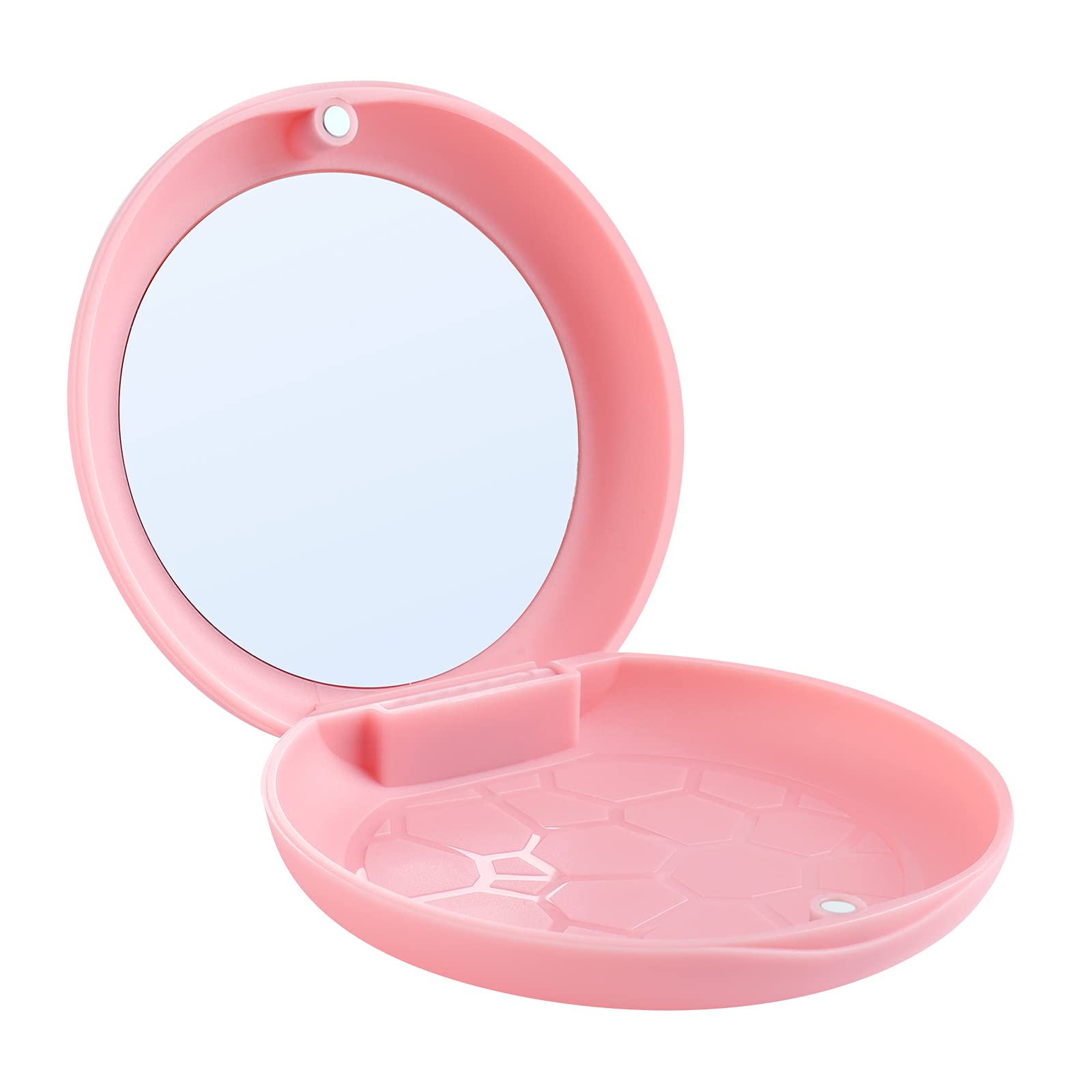 Retainer Case,Solid Orthodontic Retainer Case with Mirror-Pink