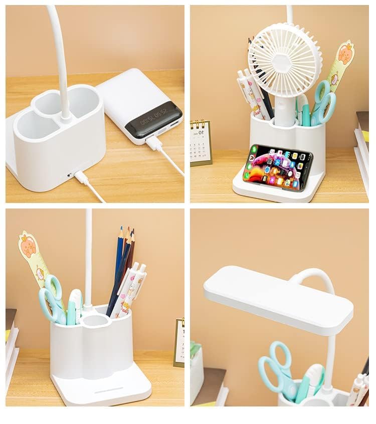 Image of Amazon Brand - Umi Desk Lamp | Touch Sensor On /Off, USB Rechargeable 1200mAh Battery, 3-Level Brightness, Pen & Phone Holder, Up to 3 Hours Use, Adjustable LED Desk Lamp for Home, Office