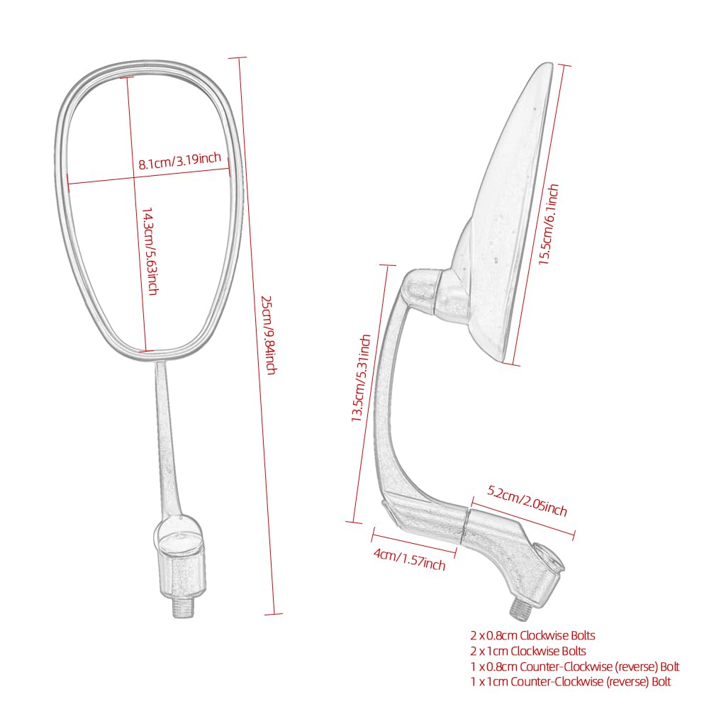 MotorcycleBike Specchio in lega di alluminio Ciclismo Riflettore Ampio Moto Scooter Specchio retrovisore sinistra destra