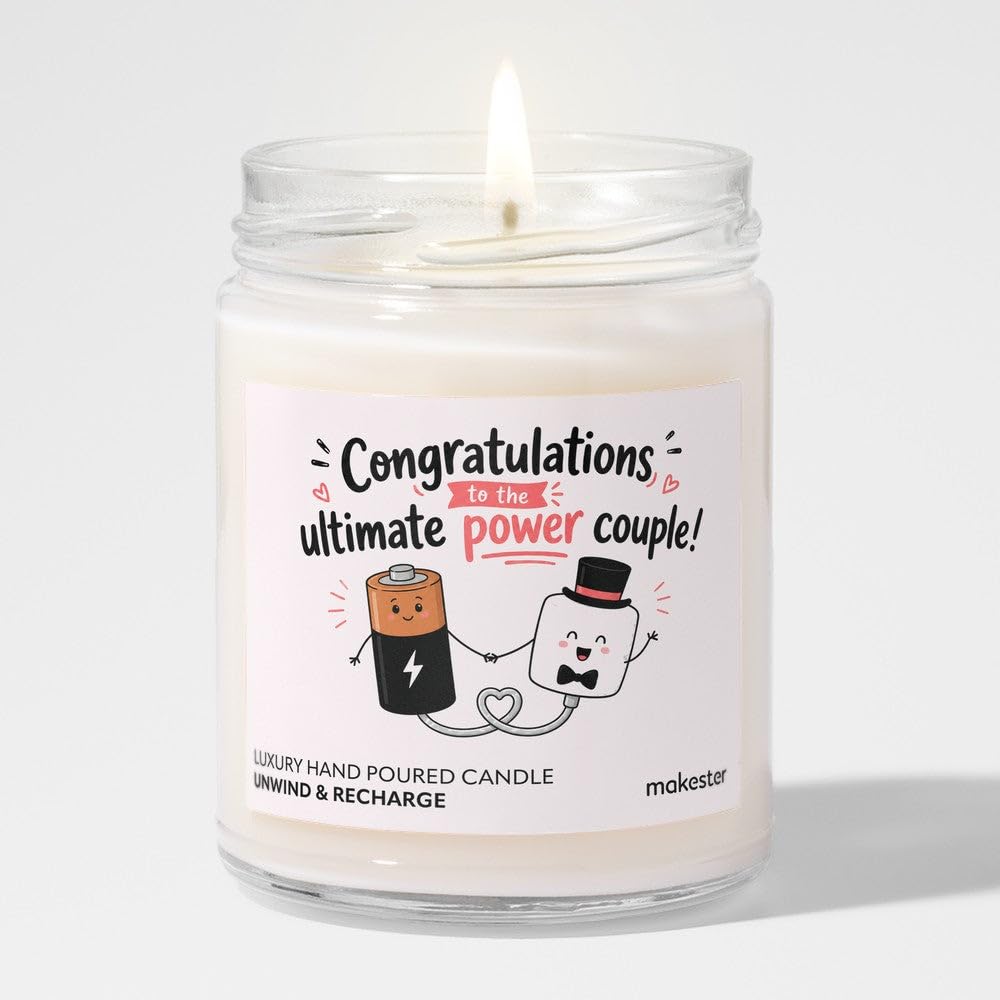 Wedding Gift for A Couple - Luxury Soy Wax Candle - Vanilla, Jasmine, Sugared Almond - Makester, White - Image 2
