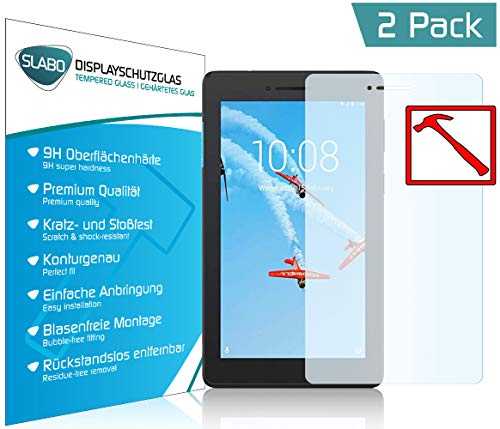 Slabo 2 x Lámina de Vidrio Premium para Lenovo Tab E7 Lámina Protectora Protector de Pantalla Templado Tempered Glass Claro - dureza 9H