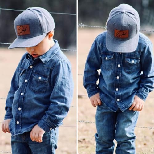 Personalized Baby Baseball Hat - Custom Name Leather Patch Trucker Cap - Adjustable Snapback for Infant, Kid, Adult4