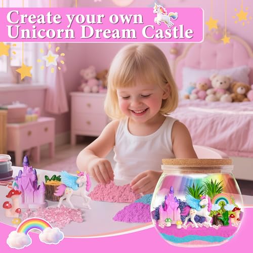 Unicorn Terrarium Craft Kits, DIY Craft with Colorful LED Night-Lights, Birthday Gifts for Kids Age 5 6 7 8-12 Year Old Girl Gift, Decorative Accessories, DIY Activity for Kids - Image 3