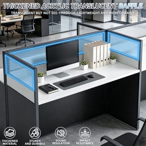 Image of Drexo Office Cubicle Desk, 2 People Cubicle Desk with Mute Privacy Panels, Office Cubicle Workstation Computer Table with Cable, Partitions Desk for Home /Offices Commercial Workspace,Business
