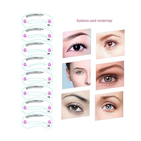 24 PCS Eyebrow Shaping Stencils, Kalolary Eyebrow Grooming Stencil Kit Shaping Templates DIY Tools for Eyebrows Shaping