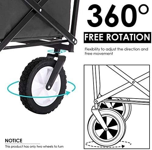 Carretilla plegable, capacidad 80 kg, portátil con 4 ruedas y frenos de acero, carrito plegable de mano, negro miniatura 3