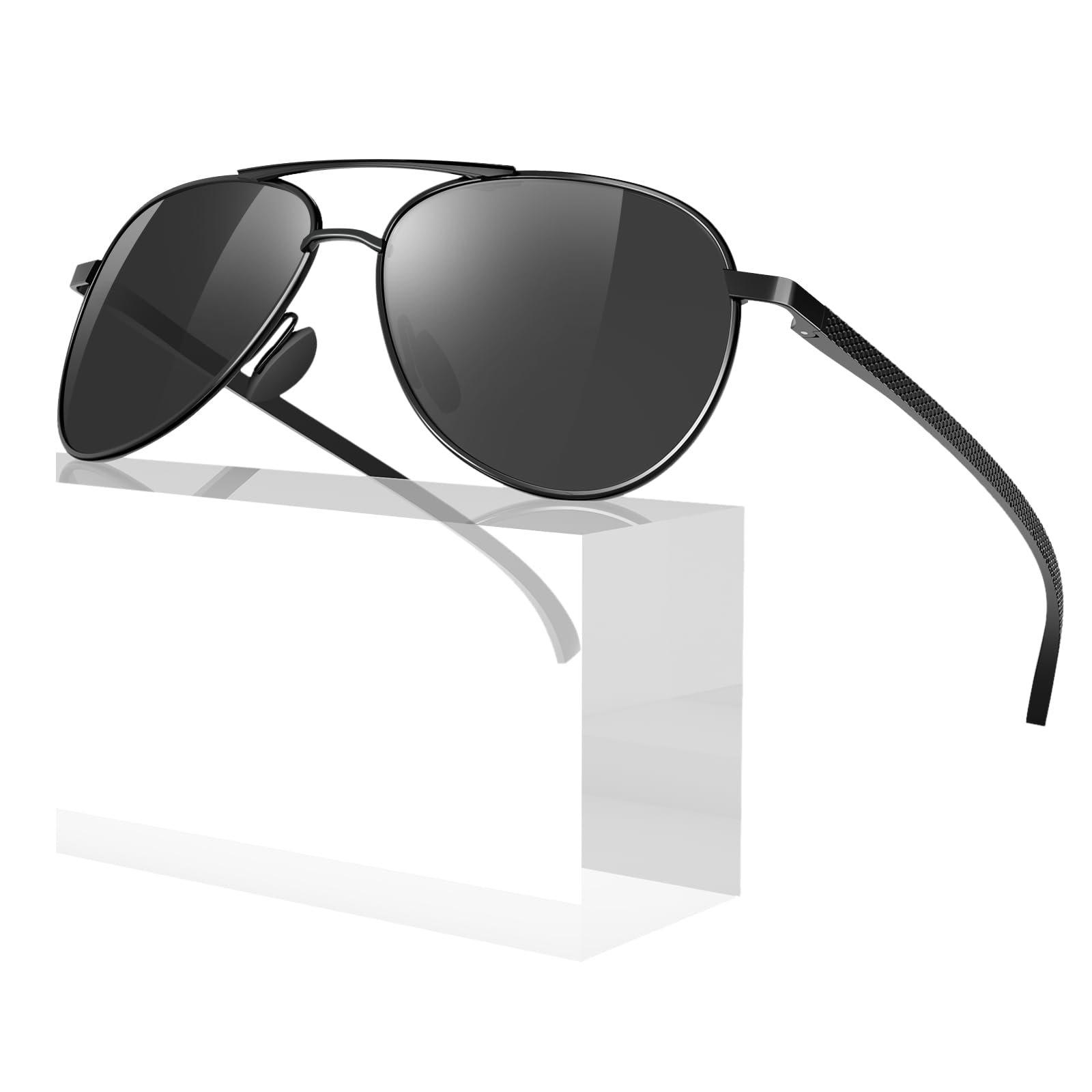 Sunier Sonnenbrille Herren Polarisiert Ultraleichte Al-Mg Metallrahmen Vintage Fliegerbrille Outdoor UV400 Fahrerbrille
