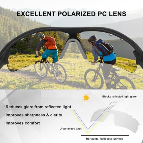 Image of BangLong Polarized UV400 Sports Sunglasses with 5 Lenses for Men Women | TR90 Flexible Frame, 5 Interchangeable Lens with RX Insert, 0.9oz Sports Glasses for Running Cycling Baseball Hiking