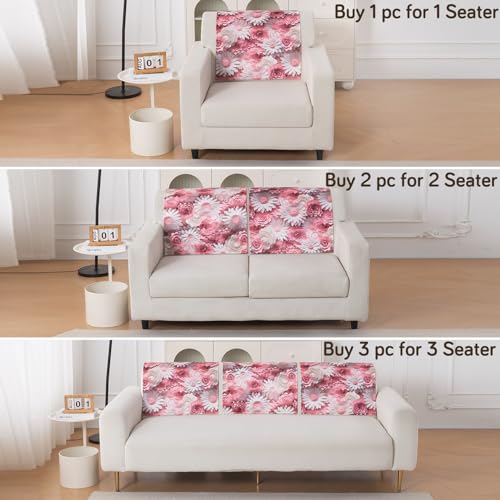 Image of HOKIPO 'Nature Muse' 1 PC Backrest Mat for Sofa Cover | Premium HD Printed Holland Velvet Mat, Blush Bouquet (IN-922-L-D6)