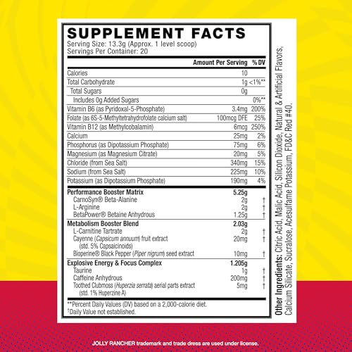 Image of C4 Sport Ripped Pre Workout Powder - Jolly Rancher Cherry - NSF Certified for Sport - Elite Hydration - 200mg Caffeine + Creatine + Beta-Alanine - Electrolytes and Energy - 20 Servings