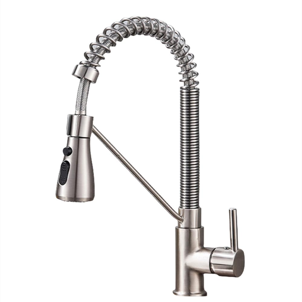 Robinet de cuisine noir à tirette brossé B pour eau chaude et froide