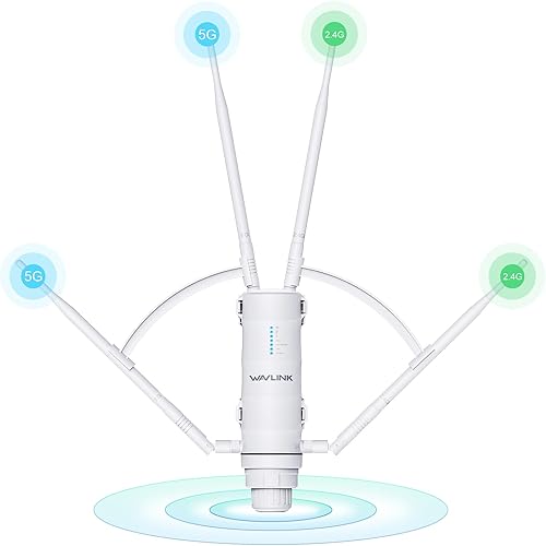WAVLINK AC1200 Extensor WiFi para exteriores, punto de acceso inalámbrico, IP65 resistente a la intemperie de alta potencia de largo alcance con