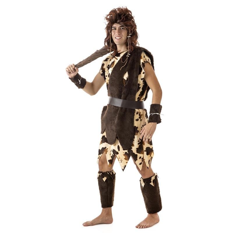 Disfraz de Troglodita Cavernícola para Adulto (Hombre y Mujer) | Traje de Neandertal con Accesorios para Carnaval y Fiestas Temáticas | Fabricado en España