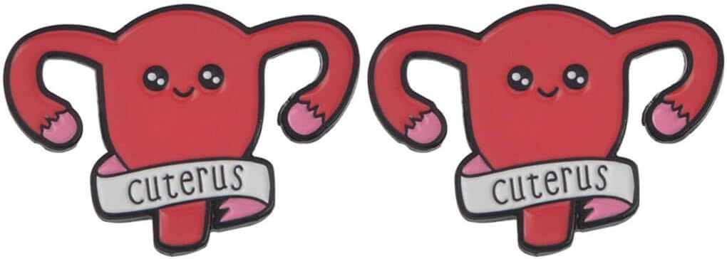Charmart Feminist Uterus Lapel Pins 2 Piece Set Womb Shape Cuterus Enamel Brooch Pin Women Girls Gifts