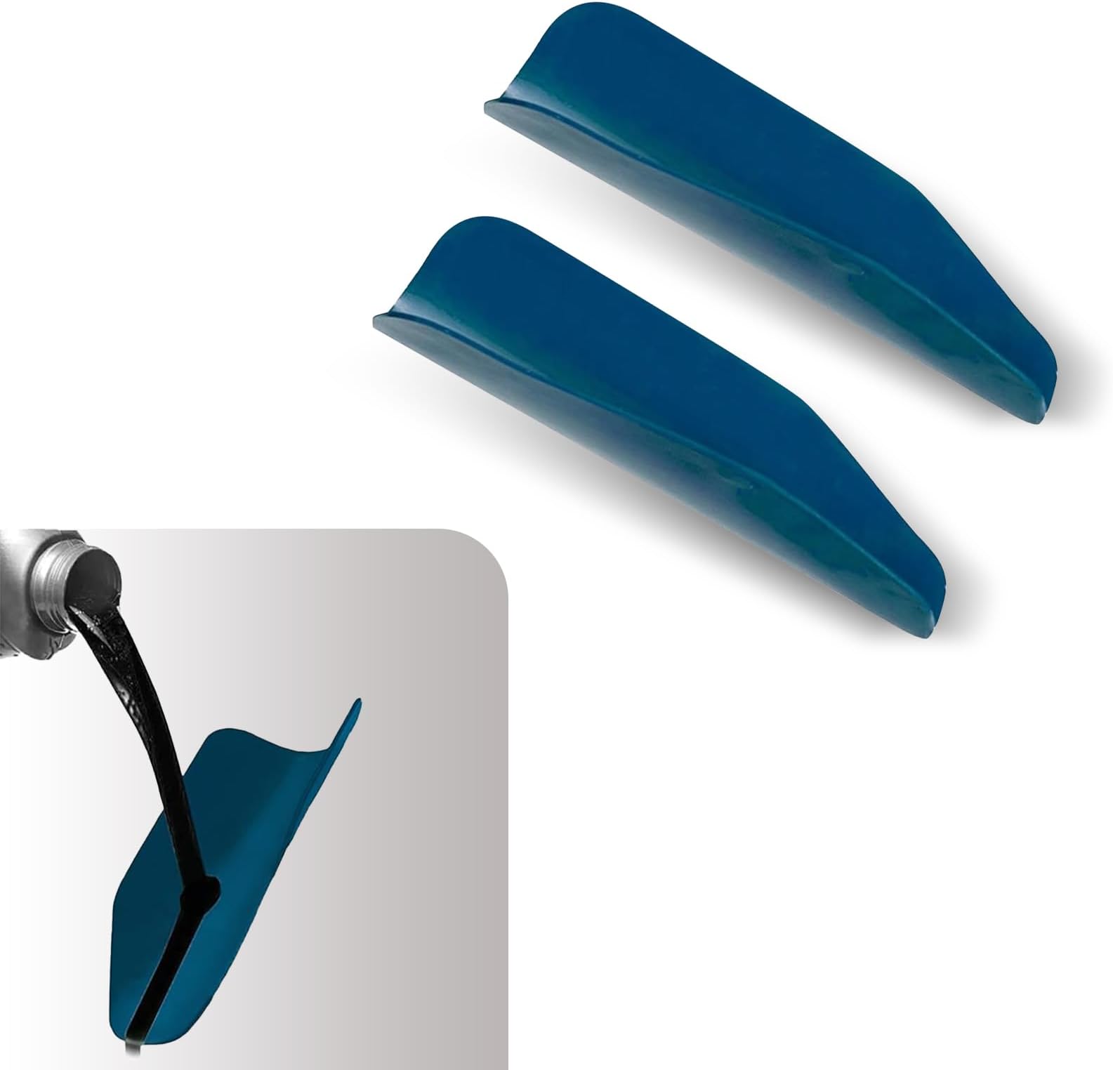 2 PCS Car Coverless Drain Deflector, 14.56" x 6.69" Flexible Rubber Waterproof Oil Leakproof Deflector Funnel, Washable Reusable Drain Tool Accessories, Suitable for Most Cars (Blue)