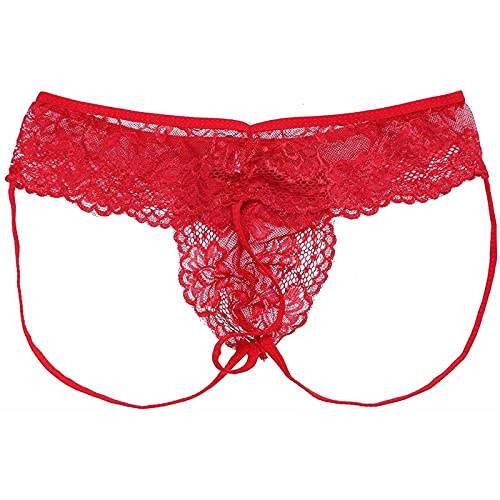 Men's Sissy Panties Lace Floral G String Thong T-Back Garter Pants Underwear4