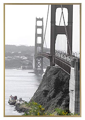 Frametory, 18x24 Metal Art Wall Frame, Aluminum Photo Frame Real Glass Front (Gold)