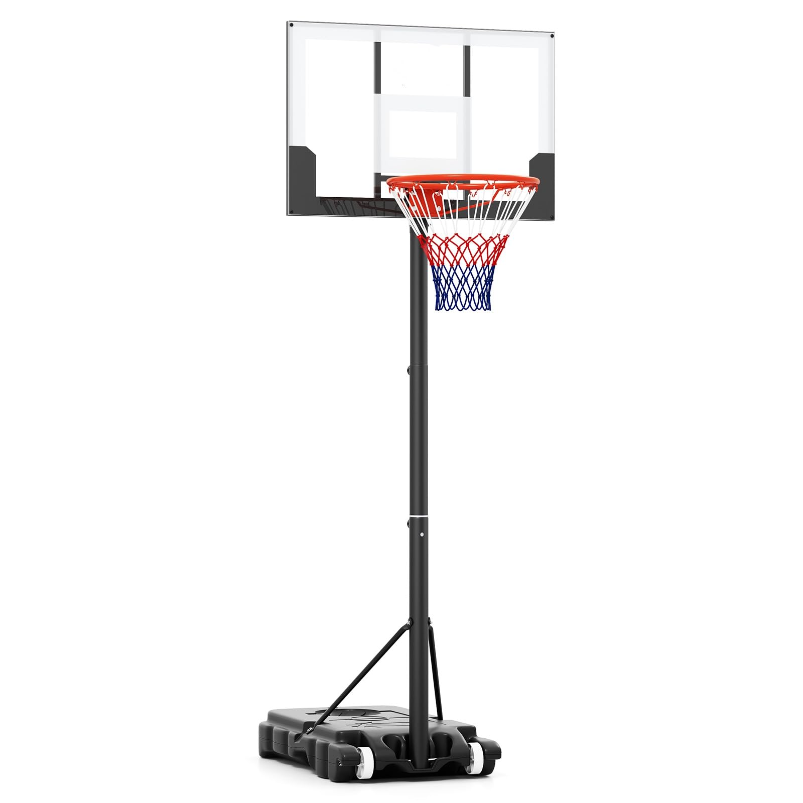 LIFEZEAL Kinder Basketballkorb Outdoor, Basketballständer mit verstellbar Höhen von 100cm bis 212 cm, Tragbare Korbanlage auf Rollständer