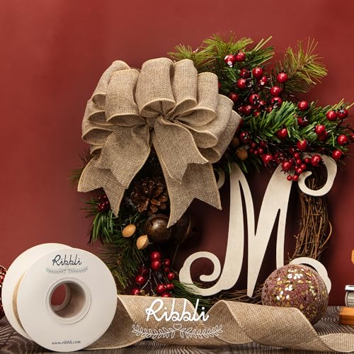 Cinta de arpillera con alambre Ribbli de tejido denso para lazos decorativos grandes 5