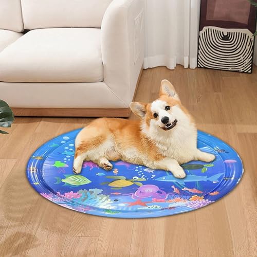 Wassersensorische Matte | Kühlkissen für Hunde, interaktiv, faltbar, waschbar, Kühlmatte für drinnen und draußen, Wasserspiel, Welpen, Katzen, Haustiere