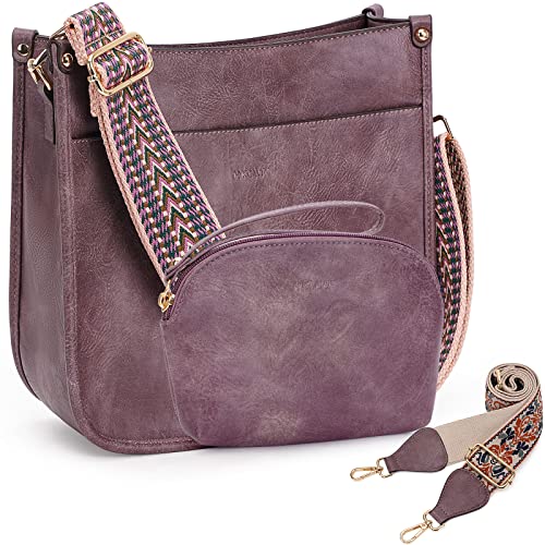 Image of HKCLUF Crossbody Bag Purse for Women 2PCS /Set Leather Hobo Handbag Wallet Set With 2Adjustable Guitar Strap Shoulder Bag | Purse