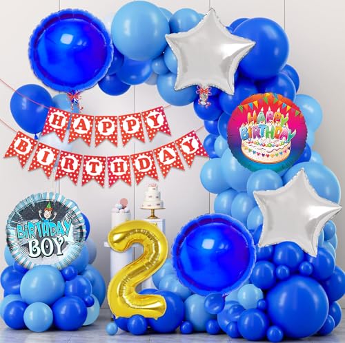 Image of Rozi Decoration 2nd Birthday Decoration for Boys Blue Theme Set of 58 Pcs | Gir Birthday Theme Decorations