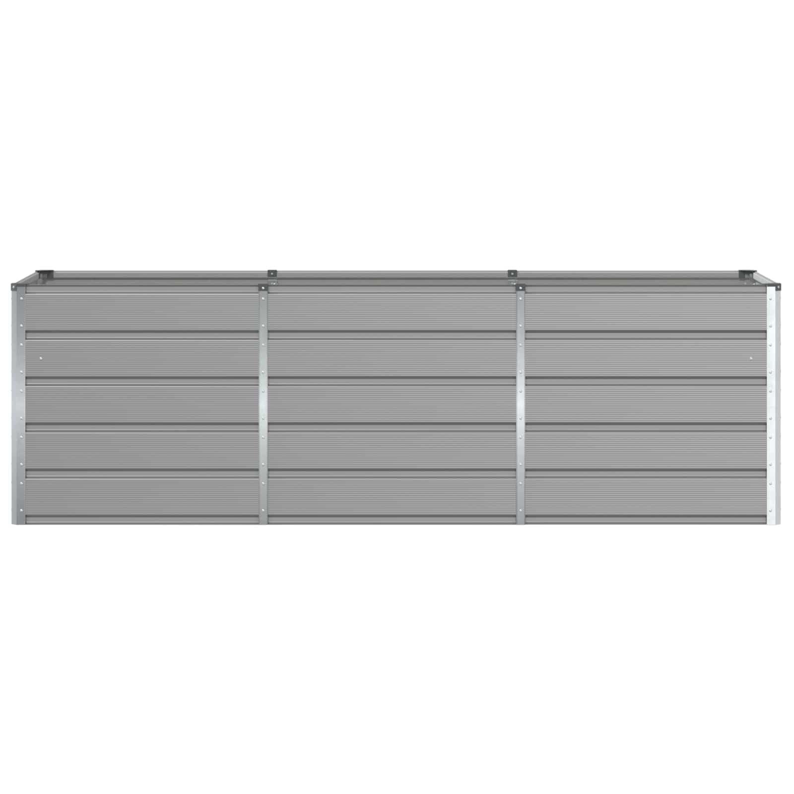 Donica Jasnoszary 240 x 80 x 75 cm Stal nowoczesna donica ogrodowa tarasowa wytrzymała stal industrialny design minimalistyczny pojemnik na rośliny duża ozdoba zewnętrzna i wewnętrzna łatwy montaż