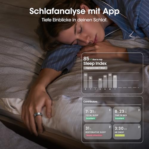 BANLVS Smart Watch Ring für Herren Damen, Fitness Ring mit 24/7 Herzfrequenz HRV, SpO2 Schlaf Temp, 176 Sportmodi… – Ansicht 6