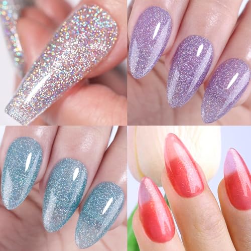 Nail Polish Pearl Glitter Nail Polish Set - Pearl Mermaid Nail Varnish Sets - Colourful Glitter Nail Varnish - Super Shine Long Lasting Nail Polish - Holographic Magic Rainbow - Image 4