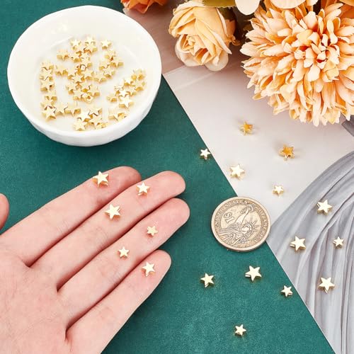 PH PandaHall 3 Sizes 18K Gold Plated Star Beads 60pcs Twinkle Star Beads Long-Lasting Spacer Bead Metal Stars Bead for Jewellery Making Summer DIY Craft Necklace Bracelet Earring - Image 3