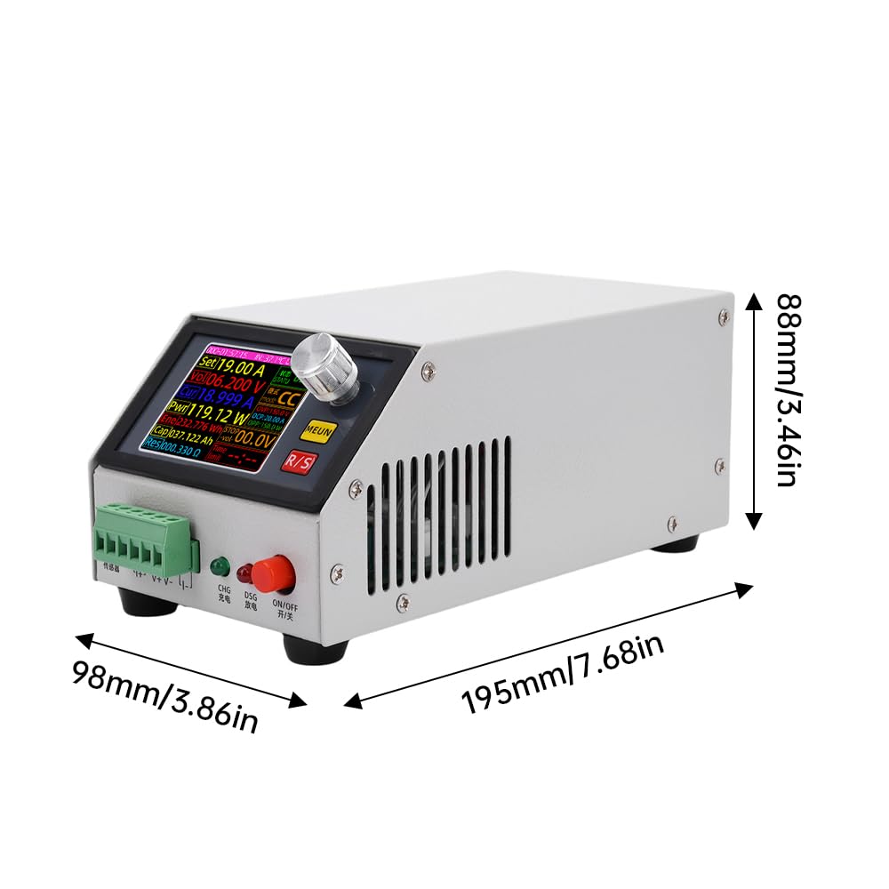 DC 12V 1A 2,4-calowy kolorowy ekran Sterowanie numeryczne Elektroniczny tester obciążenia Stałe napięcie prądu 0~150 V 20 A W