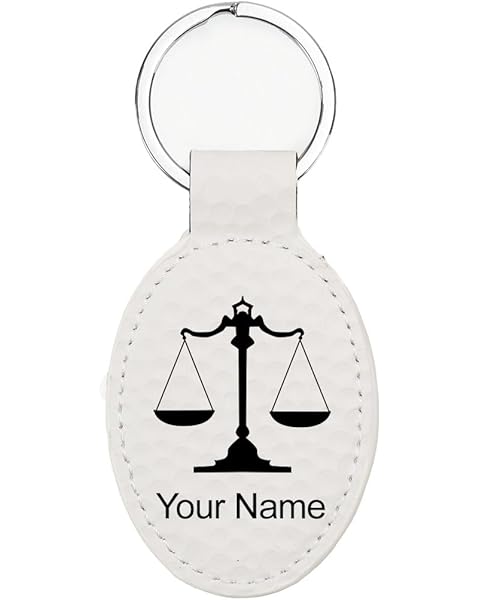LaserGram Oval Keychain, Law Scale, Personalized Engraving Included