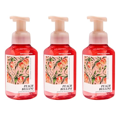 Bath & Body Works Peach Bellini Gentle & Clean Foaming Hand Soap - Germ-Cleansing Hand Soap with Gentle Cleansing & Conditioning Formula - Dermatologist Approved - Thoughtful Gift - 3-Pack