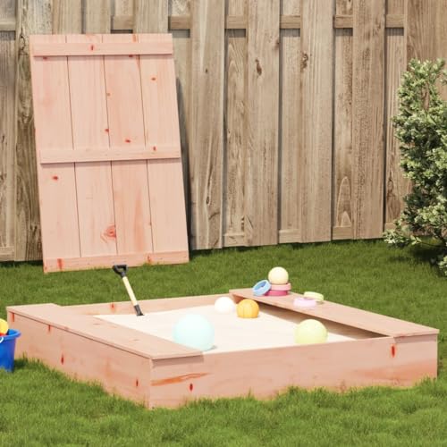 Homgoday Arenero con Tapa Madera Maciza Douglas 111x111x19,5 cm arenero niños Exterior arenero niños