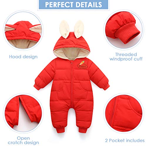 Happy Cherry Sneeuwpak voor baby's, meisjes, rompers, dik, warm, met pantoffels, handschoenen, capuchon, jas, jongens… - Image 4