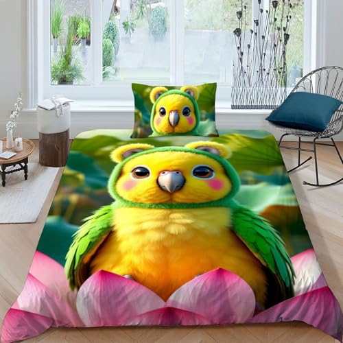 Housse de couette oiseaux microfibre pour transformer la chambre enfant
