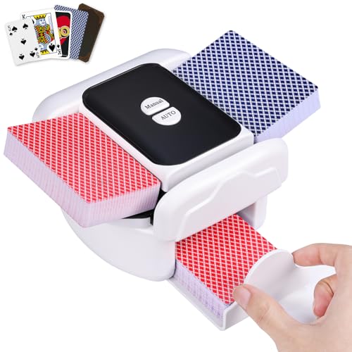 Holiky Baralho de cartas automático de 2 baralhos, Baralho de cartas recarregáveis com um único toque em modo automático e manual, Baralhadores elétricos de cartas de póquer para UNO, Poker, Bicycle