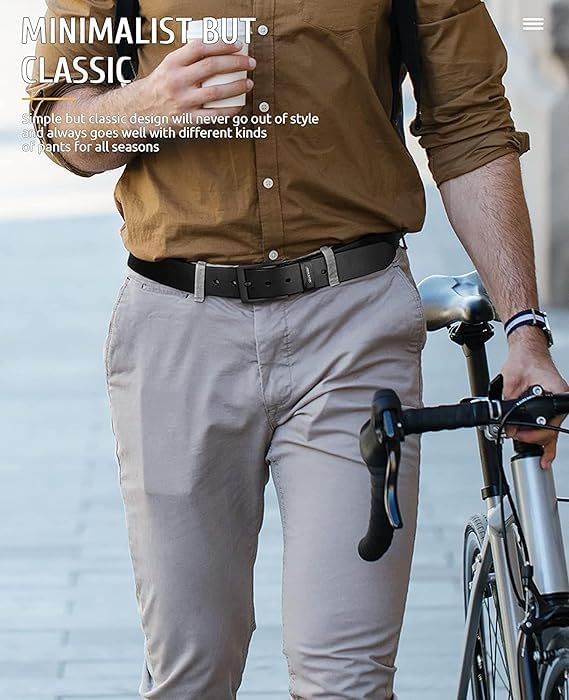 Image of Men's Genuine Leather Belt | Full Grain | Adjustable Fit | Durable Buckle | Formal & Casual Wear | Fit on up to 38 Inches Waist size