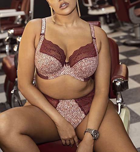 Elomi Lucie Banded Stretch Lace Plunge Underwire Bra (4490),36G,Wild Thing4