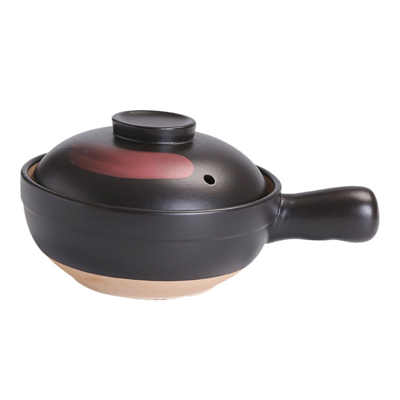Pentola in Terracotta per Cucina Gas Casseruola con Pentola per Zuppe e Cottura Resistente alle Temperature Distribuzione Uniforme del Calore Piccola Nero Rosso