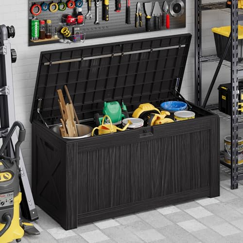 Image of Devoko 125 Gallon Outdoor Storage Box, Waterproof Resin Deck Box