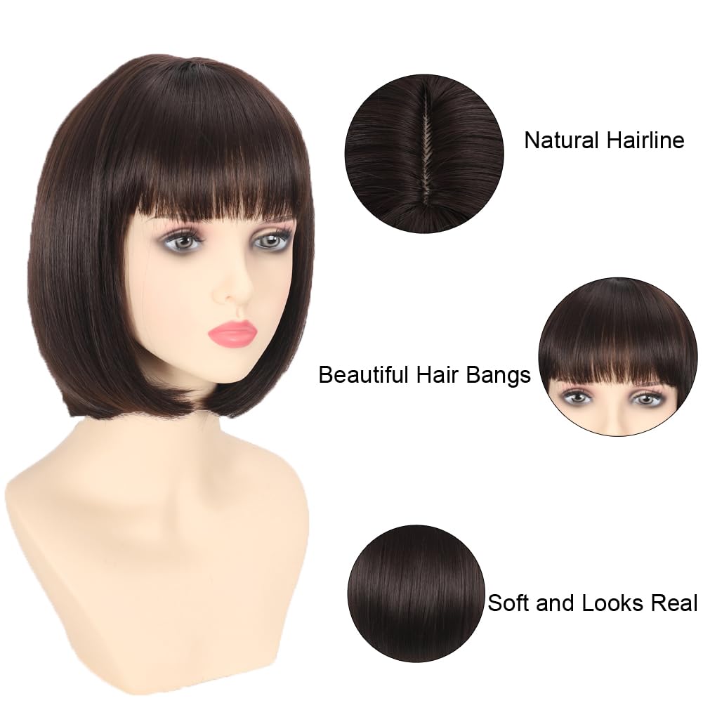 ✨Kita  12” DARK BROWN Bang Bob Wig  *NWT* 81-ZWzDFyPL._SL1500_.jpg main image 3
